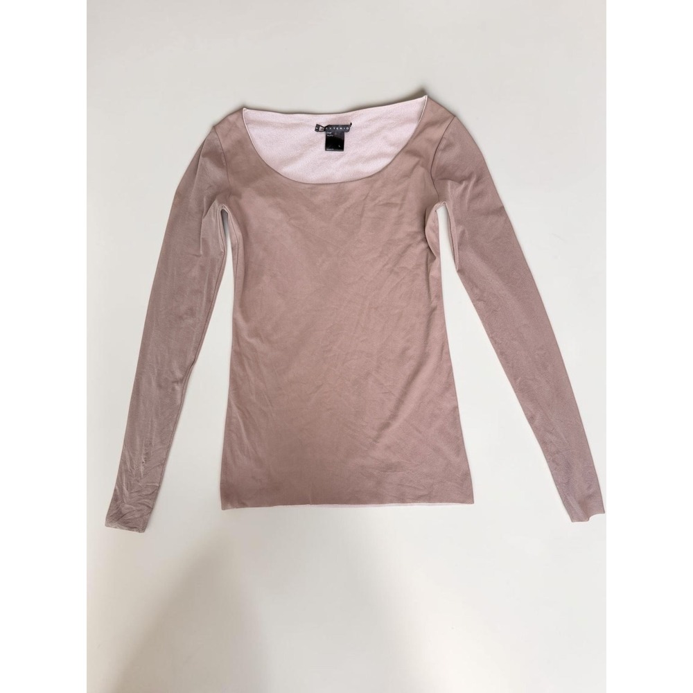 Exterio Minimalist Y2K Womens Scoop Neck Long Sleeve Top Size L Made in Italy